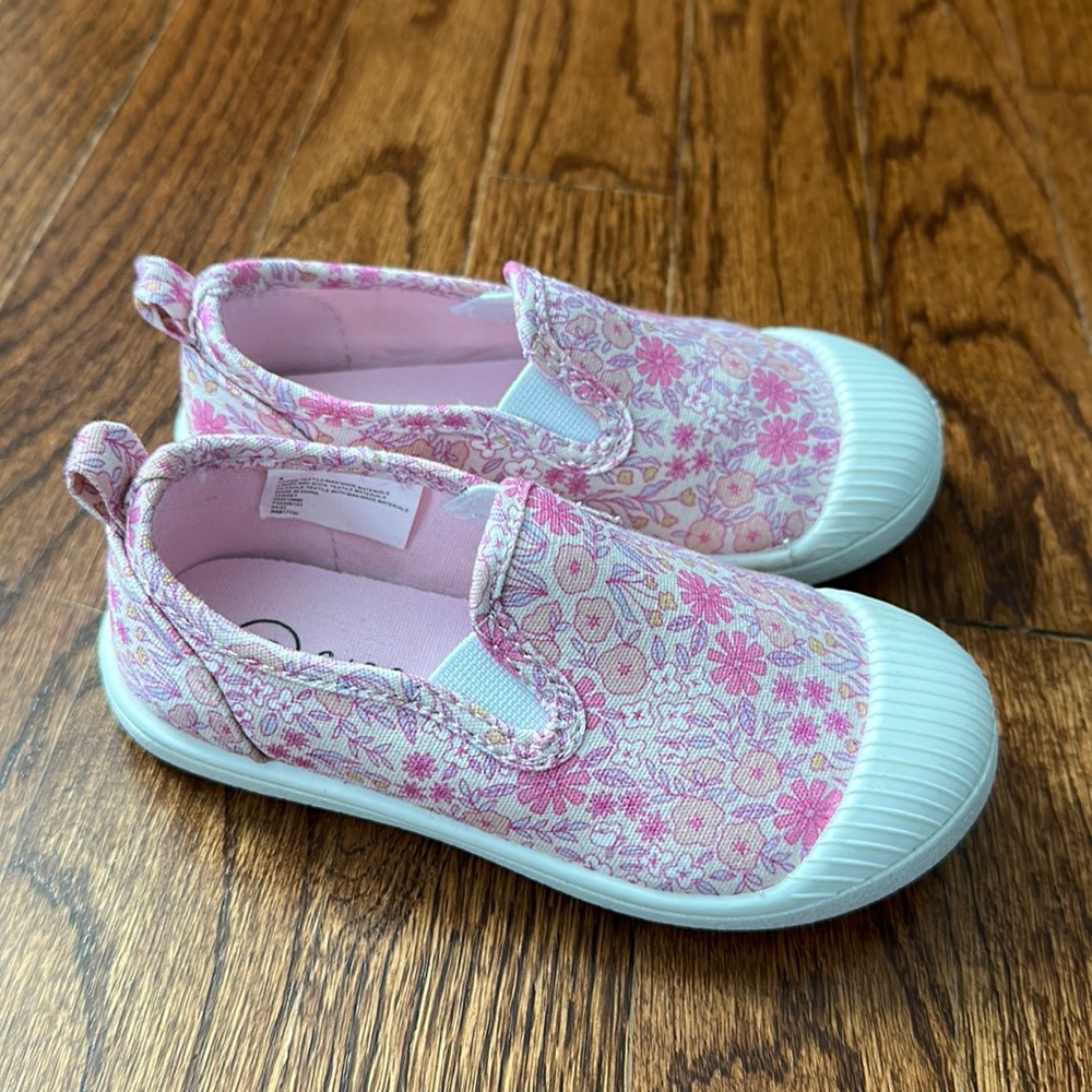 Slip on pink floral toddler shoes cat & jack